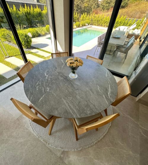 Round Porcelain Dining Table - Marble Round Table | Tables by Tinella Wood. Item made of marble works with minimalism & contemporary style