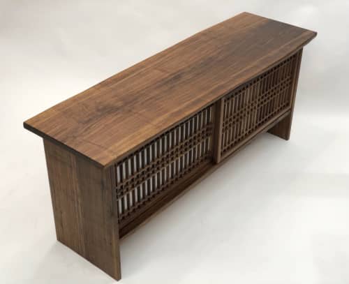 Waney Edged Cabinet | Credenza in Storage by Brian Holcombe Woodworker. Item composed of walnut