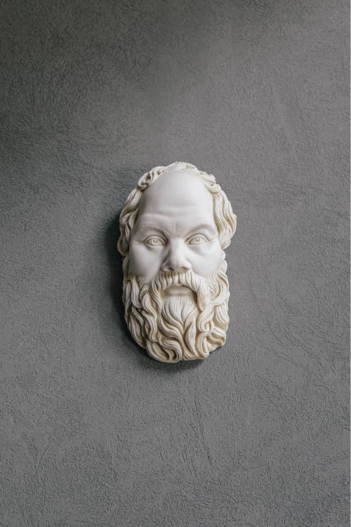 Socrates Mask 'Ephesus Museum' | Wall Sculpture in Wall Hangings by LAGU. Item composed of marble