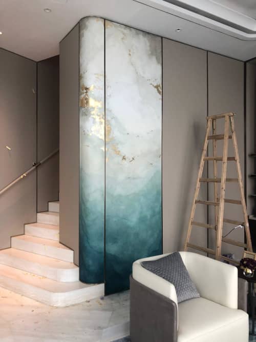 Watercolour Effect Wall Treatment | Murals by Elsa Jeandedieu Studio. Item made of synthetic