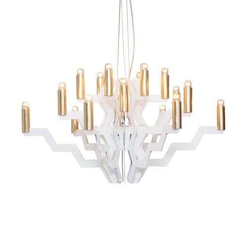 ARM 18 Chandelier White Gold 75 | Chandeliers by ADAMLAMP. Item composed of steel in minimalism or mid century modern style
