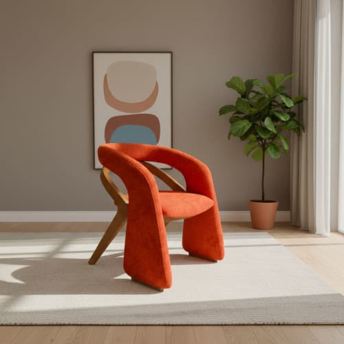 Losso Sculptural Upholstered Accent Chair | Dining Chair in Chairs by Kleinhaus Furniture. Item composed of wood and fabric in contemporary or eclectic & maximalism style
