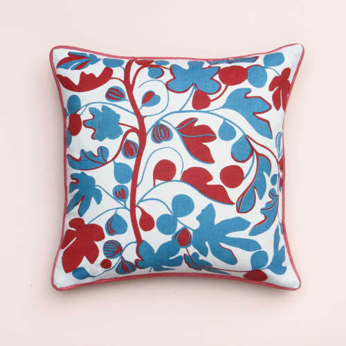 Figs Cornflower Blue Cushion Cover by Jessie de Salis Wescover Pillows
