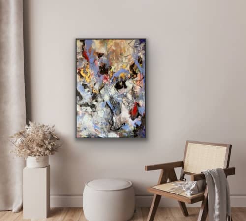 Untitled. 12.27.22 | Mixed Media by Viktoria Ganhao. Item composed of linen in contemporary or modern style