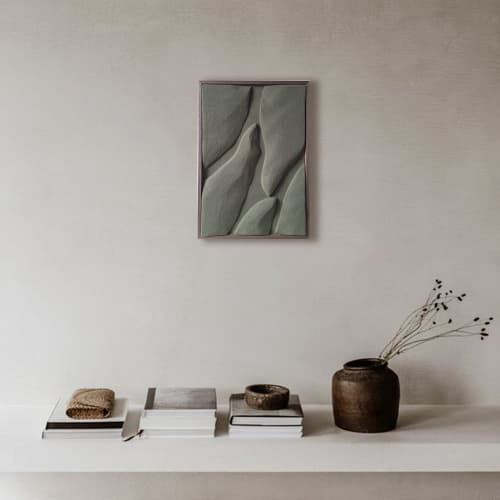 Relief Wall Art, Sculptural Plaster, Sandy Beige Wall Decor | Sculptures by Vaiva Art Atelier. Item composed of wood and marble in minimalism or contemporary style