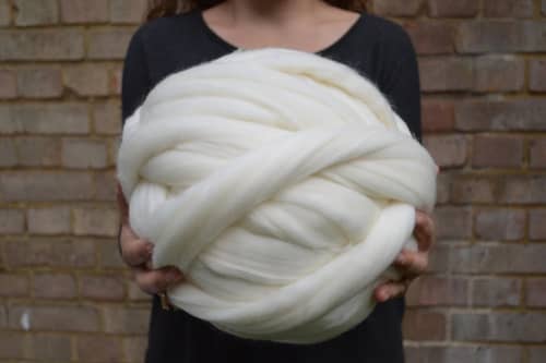 Merino Wool Roving - 16 Micron Superfine Raw Wool - 500g | Macrame Wall Hanging in Wall Hangings by Camille McMurry. Item made of fabric works with mid century modern & contemporary style