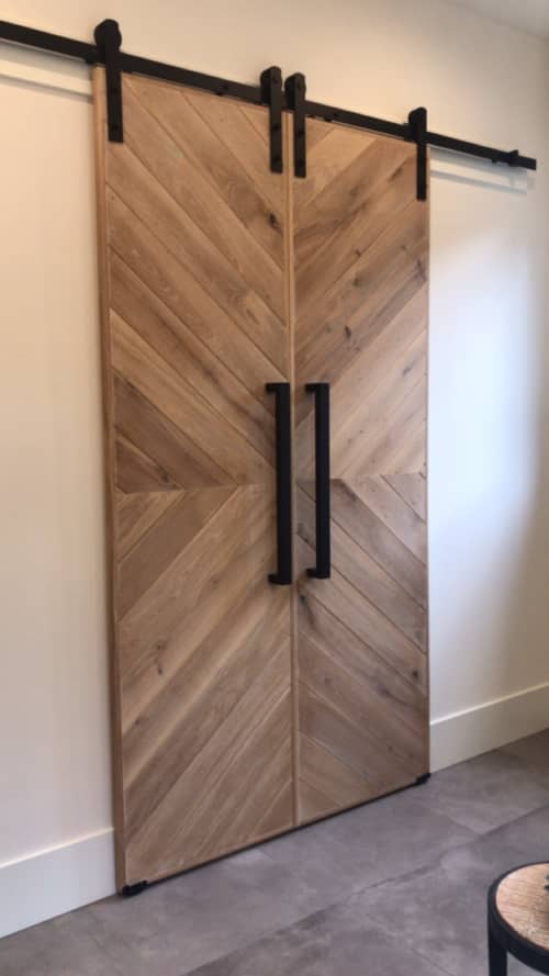 White Oak Sliding Doors | Furniture by Beneath the Bark. Item composed of oak wood