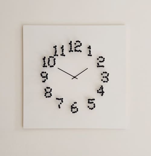 ""Mocap WHITE/BLACK" illusionistic wall clock" | Decorative Objects by JAN PAUL. Item made of wood & metal compatible with mid century modern and contemporary style