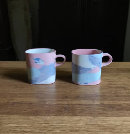 pink nerikomi mug | Drinkware by Renee's Ceramics. Item composed of stoneware