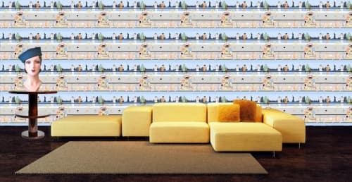 Dec Liner  DECL01 (Blue).  DECL02 (Black) | Wallpaper in Wall Treatments by ART DECOR DESIGNS. Item composed of fabric & paper