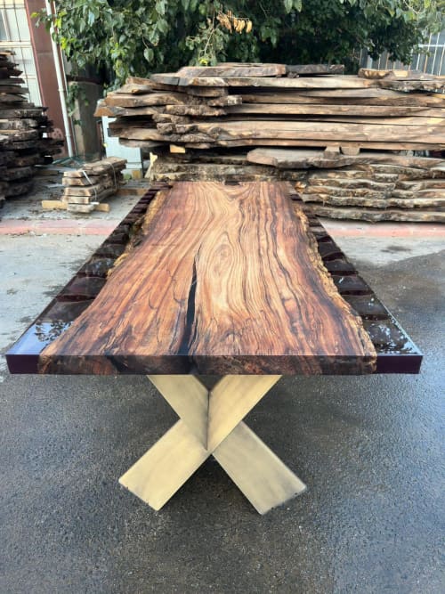 Tropical Epoxy Conference Table | Resin Dining Table | Tables by Tinella Wood | Los Angeles in Los Angeles. Item made of walnut & metal compatible with minimalism and art deco style