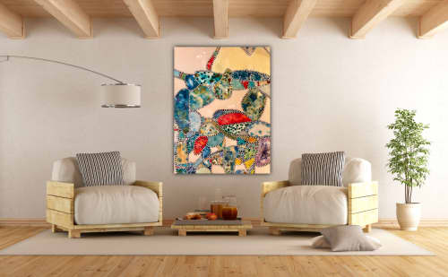 White girl tribal ll | Mixed Media by Anne Beletic | Private Residence in Dallas. Item composed of paper