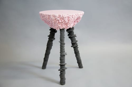 Pink & Black Stool | Chairs by Gavin Stanley Keightley | Plymouth in Plymouth. Item composed of wood and fabric