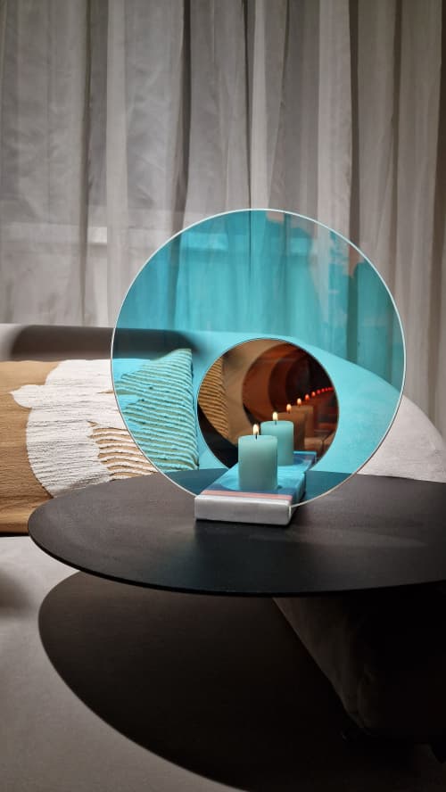 Onnda Flame Concentric M Blaze - Dichroic Glass Marble | Candle Holder in Decorative Objects by Catrinel Săbăciag. Item composed of marble and glass in minimalism or contemporary style