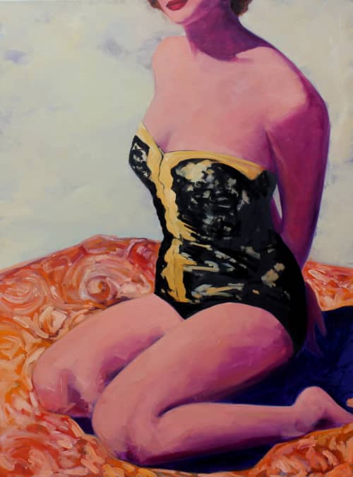 'Beachside Beauty', 48"x36" original oil painting | Oil And Acrylic Painting in Paintings by T.S. Harris aka Tracey Sylvester Harris | San Francisco in San Francisco. Item made of synthetic