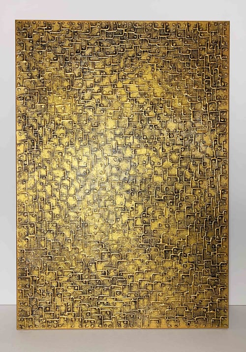 Industrial Chic: Vintage Gold (SOLD) | Oil And Acrylic Painting in Paintings by Alessia Lu. Item composed of canvas in minimalism or contemporary style