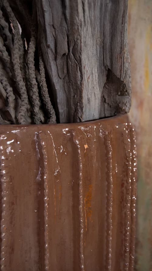 Red Clay Cactus Vase | Vases & Vessels by Hda. Item made of ceramic