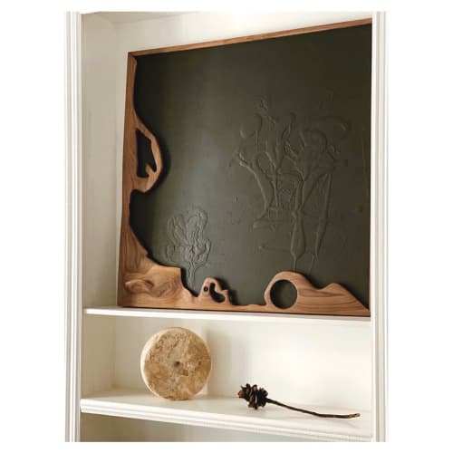 Monochromatic 3 Dimensionally Texturized Painting | Mixed Media by Hagerman Works. Item composed of walnut