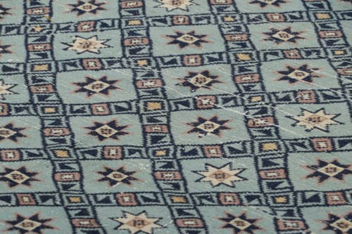 Vintage Turkish Rug in Blue with Geometric Patterns Rug | Area Rug in Rugs by Rug and Kilim