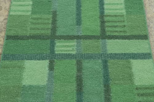 Rug & Kilim’s Scandinavian Accent rug with Green Geometric | Area Rug in Rugs by Rug and Kilim