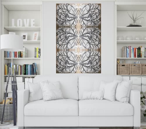 Charcoal patterns | Drawings by KALEIDO MARBLING ART. Item made of canvas with paper