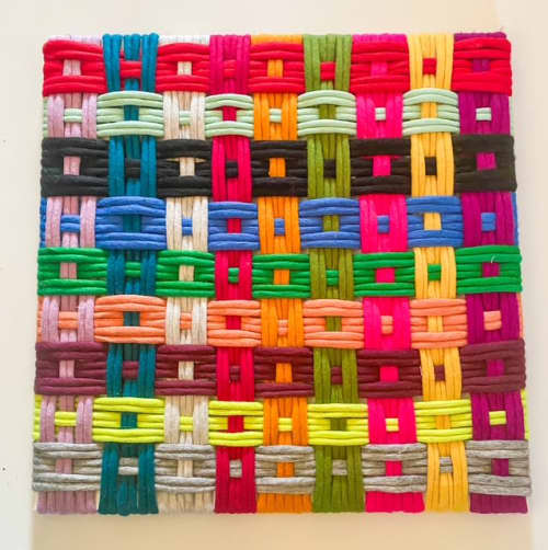 Modern Retro Inspired Fiber Art | Tapestry in Wall Hangings by Courtney Cosgriff. Item composed of wool and fiber in contemporary or eclectic & maximalism style