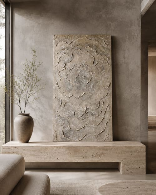 Quiet Bloom - Sculptural Wall Artwork | Wall Sculpture in Wall Hangings by Urban Plaster Bloom. Item composed of cement in minimalism or contemporary style