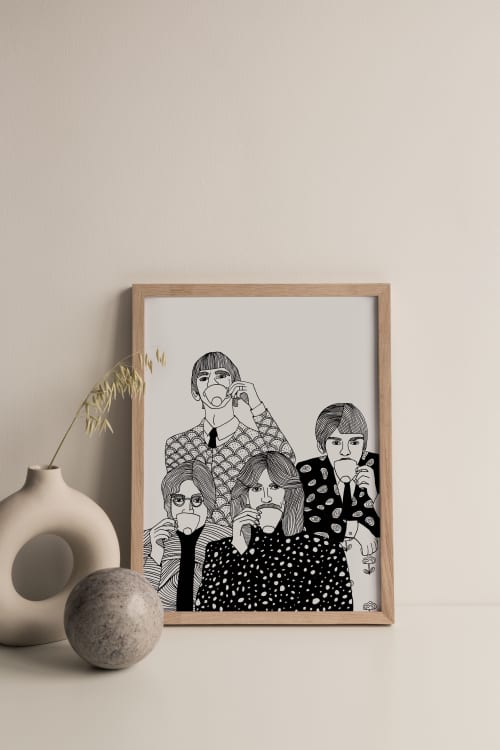 The Beatles Drinking Tea Art Print | Prints by Carissa Tanton. Item composed of paper