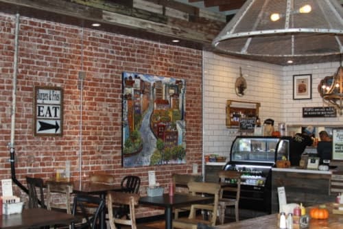 Commissioned painting for a Los Angeles Restaurant | Oil And Acrylic Painting in Paintings by Sue Averell | American Grub in Tustin. Item composed of synthetic