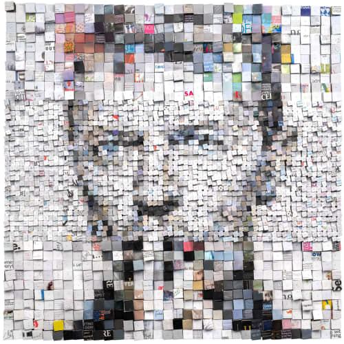 David Bowie #2 - Limited Edition of 20 - 110x110 | Collage in Paintings by Paola Bazz. Item compatible with contemporary and eclectic & maximalism style