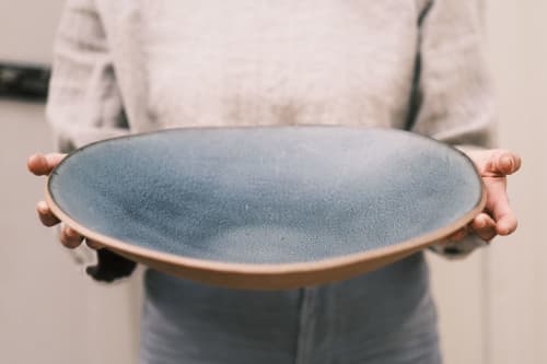 Ceramic Serving Platter in Deepwater Blue | Serveware by Pyre Studio. Item composed of stoneware