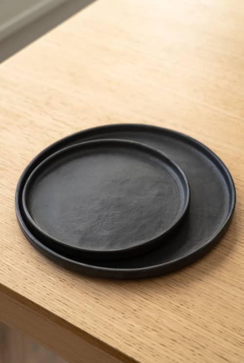 Black Matte Stoneware Dinner Plate by Creating Comfort Lab