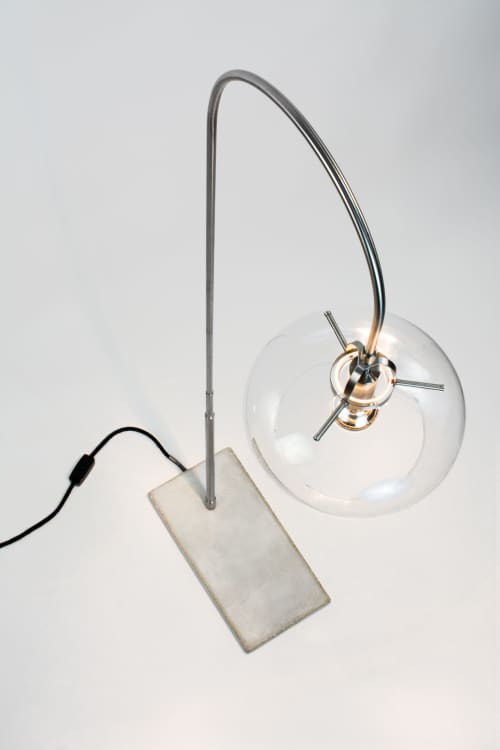 Art Deco inspired Floor Lamp | Lamps by Szostak Atelier. Item composed of steel & concrete compatible with minimalism and mid century modern style
