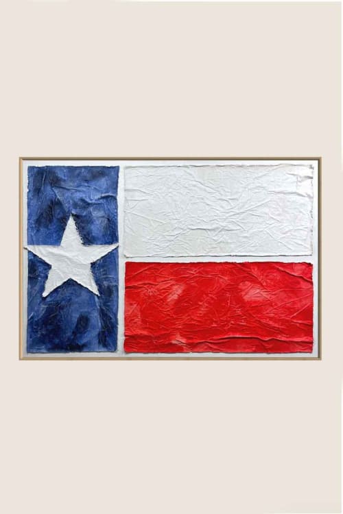 Flags TX F4060 D | Mixed Media in Paintings by Michael Denny Art, LLC. Item made of bamboo & cotton compatible with minimalism and contemporary style