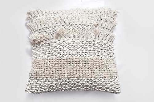Emily Artisanal Weave Cushion Cover_Handcrafted Textile | Pillows by Humanity Centred Designs. Item made of cotton works with boho & minimalism style