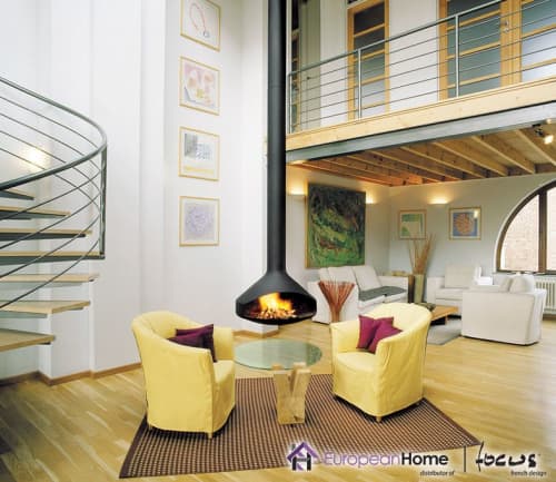 Ergofocus Indoor Suspended Fireplace | Fireplaces by European Home. Item composed of metal