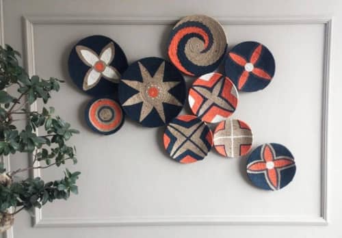 Set Of 9 Baskets Wall Decor | Ornament in Decorative Objects by Sarmal Design. Item made of cotton with synthetic works with boho & contemporary style