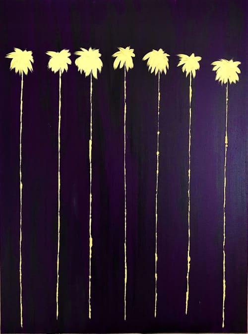 Lucky 7 Palms | Oil And Acrylic Painting in Paintings by Dutch Montana Art | Corona Del Mar in Newport Beach. Item composed of wood and canvas