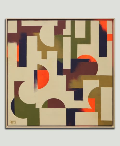 Circle in Circle Maze | Oil And Acrylic Painting in Paintings by Ronald Hunter. Item composed of canvas and synthetic in modern style