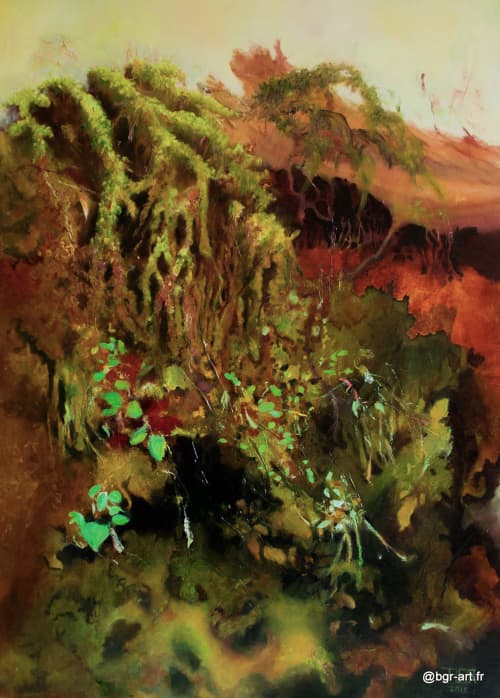 Green Fall | Oil And Acrylic Painting in Paintings by Art by Bgr / Benedicte Grange Rogulski. Item made of canvas with synthetic