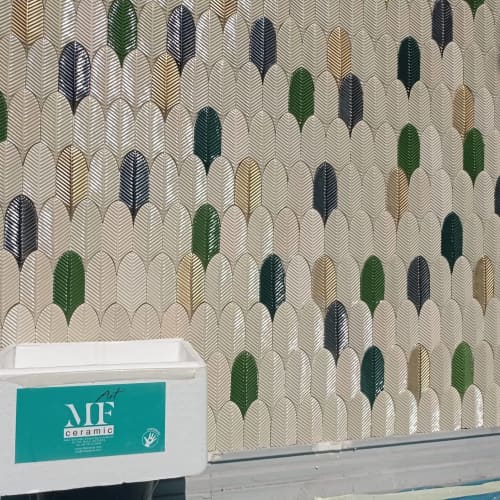 Leaf Tile, Handmade Ceramic Tile | Tiles by MF Art Ceramic. Item composed of cement