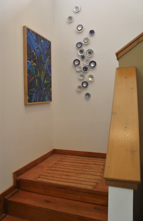 Aqua Lilium   Blue, Silver, Light blue, Snow white | Wall Sculpture in Wall Hangings by Debra Steidel | Steidel Fine Art in Wimberley. Item made of ceramic