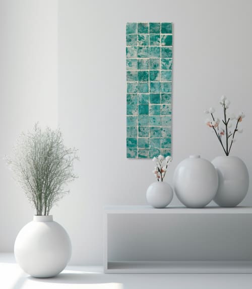 Cut From The Same Cloth, Turquoise | Mixed Media in Paintings by El Løvaas. Item composed of canvas