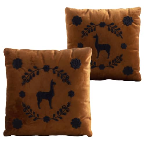LLAMA Decorative Pillow, Terracota, Set of 2 | Pillows by ANDEAN. Item composed of cotton and fiber in contemporary or traditional style