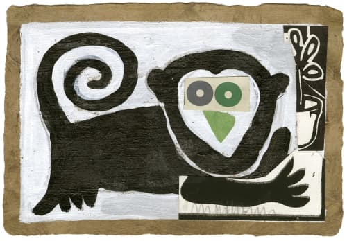 Green-Eyed Monkey | Prints by Pam (Pamela) Smilow. Item composed of paper
