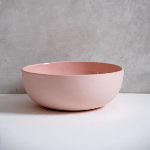 Handmade Porcelain Salad Serving Bowl. Powder Pink | Serveware by Creating Comfort Lab. Item composed of ceramic