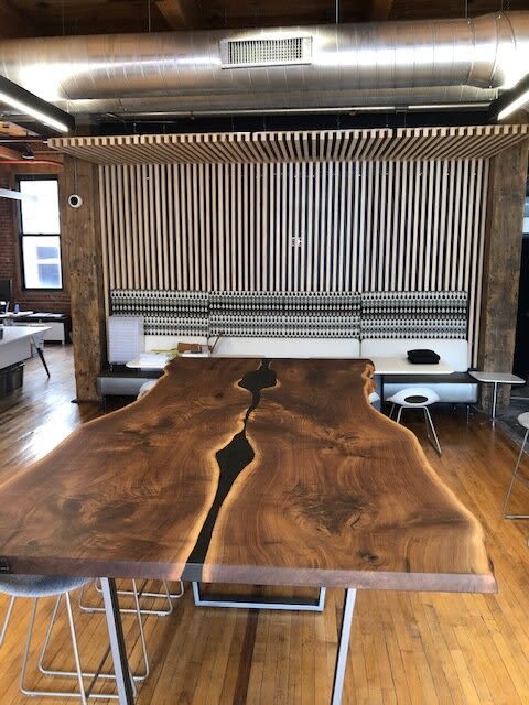 Custom Live Edge Wood & Resin River Table (2) | Dining Table in Tables by Carlberg Design. Item composed of wood and synthetic