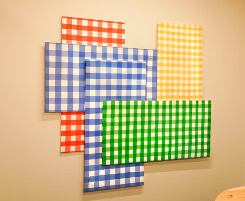 "Picnic" | Wall Sculpture in Wall Hangings by ANTLRE - Hannah Sitzer | Google RWC SEA6 in Redwood City. Item made of wood with fabric