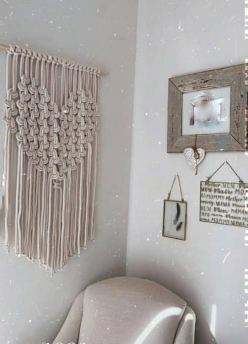 Porcelain Heart | Macrame Wall Hanging in Wall Hangings by Leonor MacraMaker. Item composed of cotton and fiber