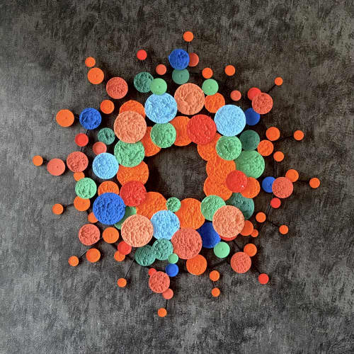 Colorful Garden Wall Art – Outdoor Metal Wall Sculpture | Wall Hangings by Sarmal Design. Item made of metal compatible with mid century modern and contemporary style